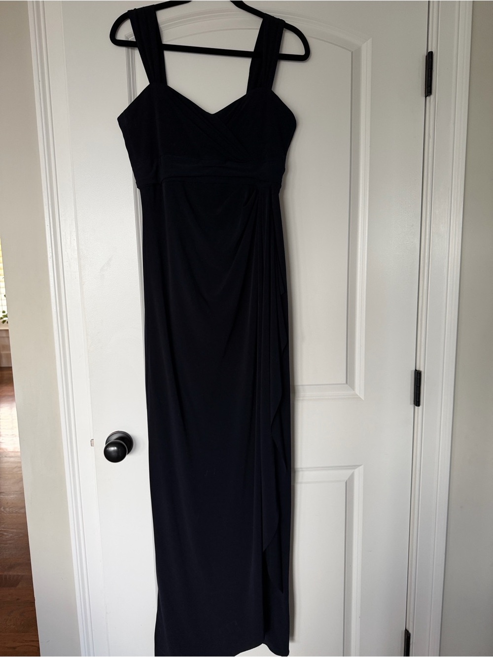 Amsale Navy Sleeveless Maxi Gown with Draped Side - Picture 6 of 6